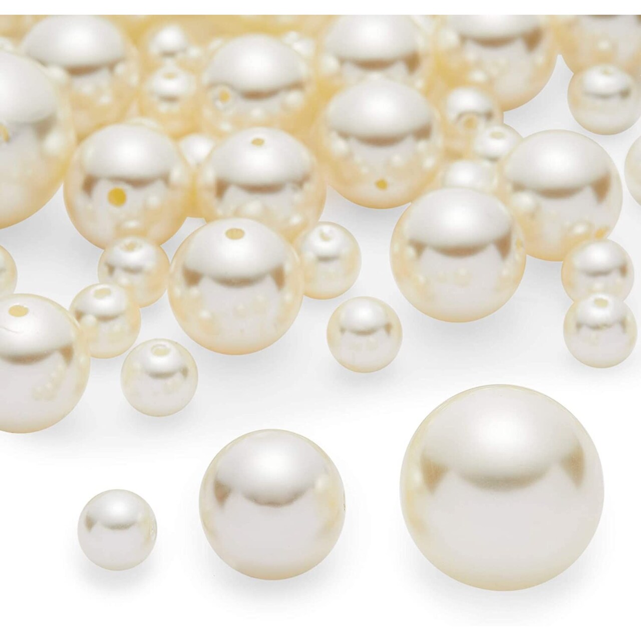 Polished Pearl Beads for DIY Crafts (Ivory, 90 Pieces)